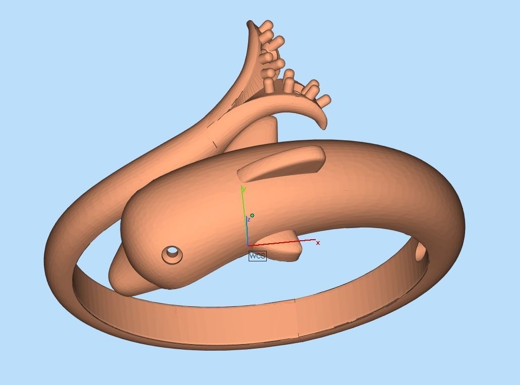 Dolphin Diamond Ring for woman 3D print model_7