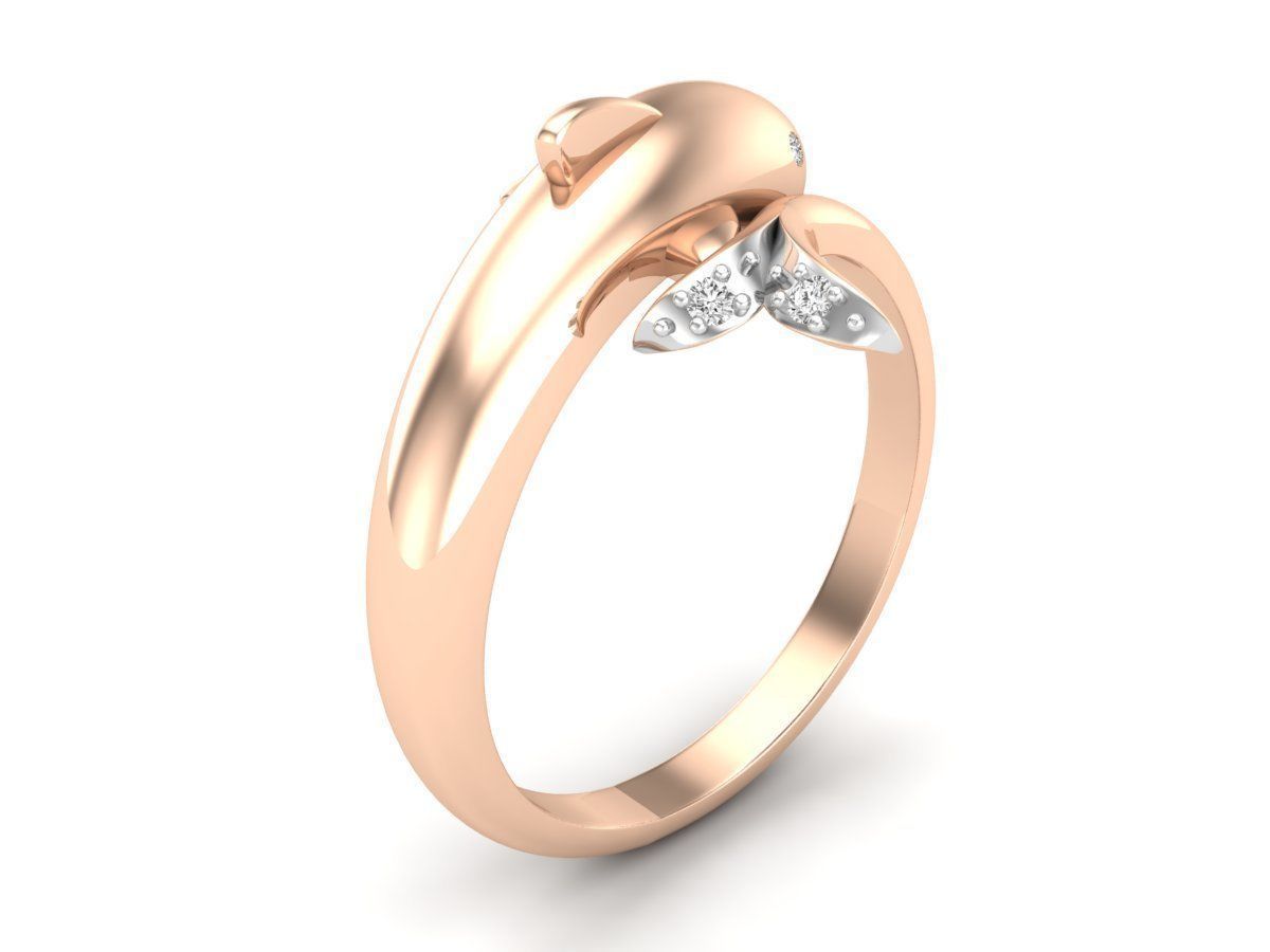 Dolphin Diamond Ring for woman 3D print model_19