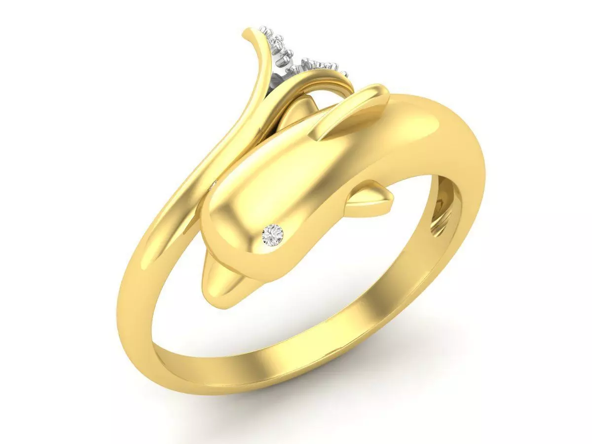 Dolphin Diamond Ring for woman 3D print model_0
