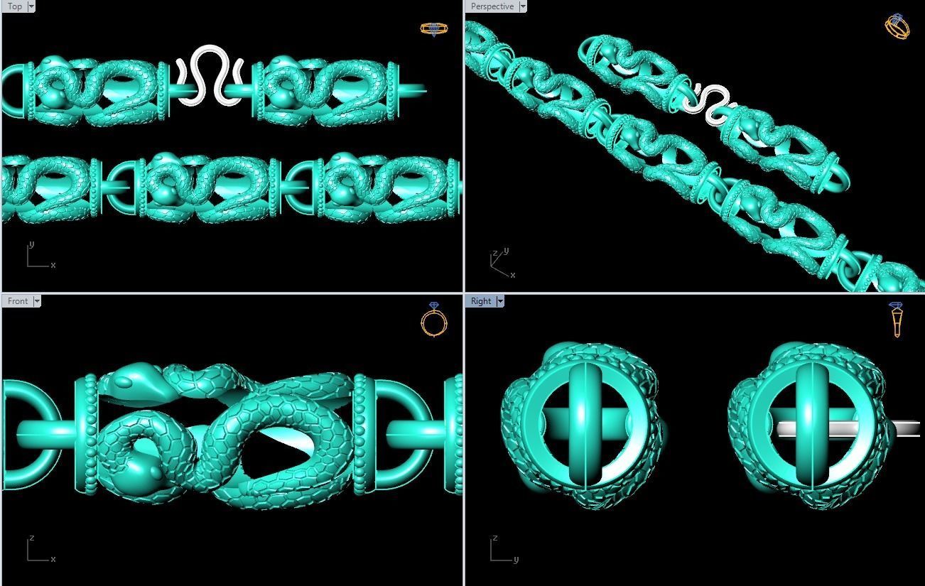 Snake necklace - Chain necklaces - Mens necklace - N233 3D print model_4