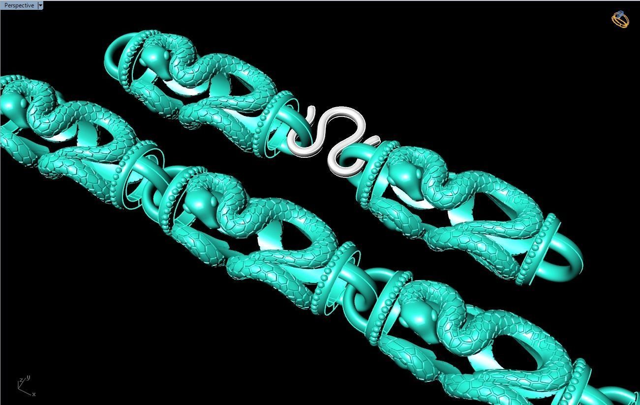 Snake necklace - Chain necklaces - Mens necklace - N233 3D print model_2