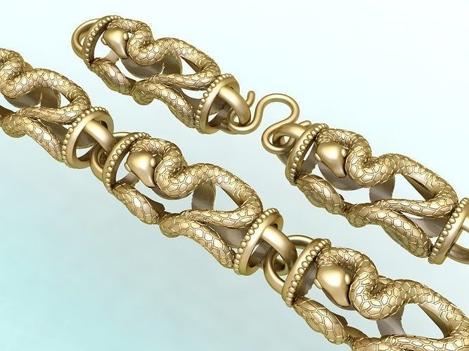Snake necklace - Chain necklaces - Mens necklace  3D print model