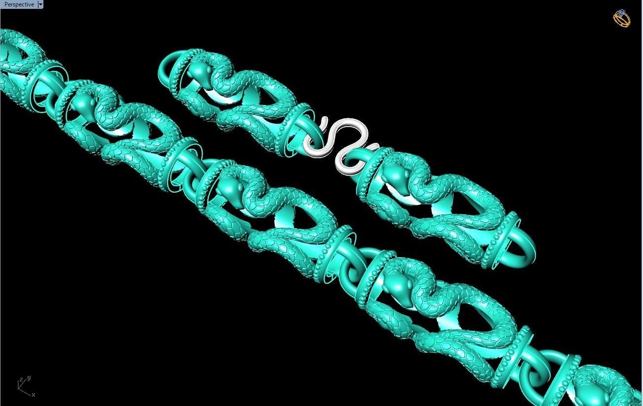 Snake necklace - Chain necklaces - Mens necklace - N233 3D print model_3