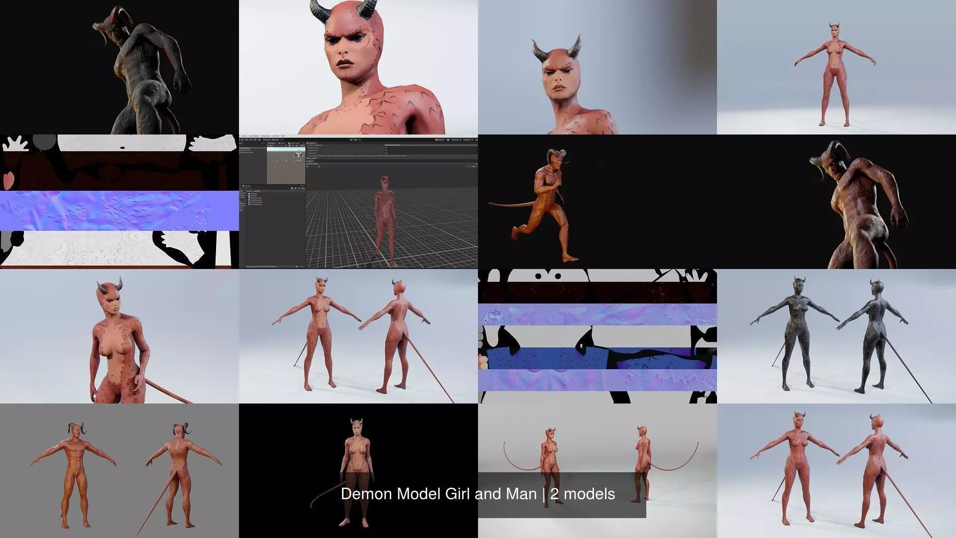 Demon Model Girl and Man 3D Model Collection_3