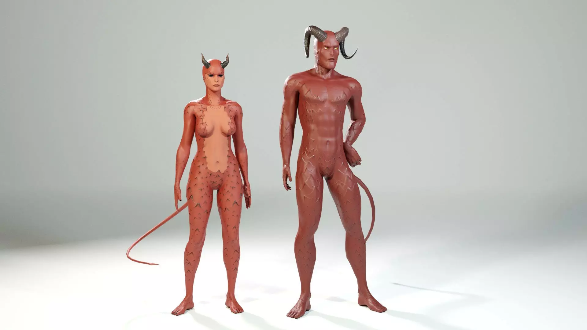 Demon Model Girl and Man 3D Model Collection_0