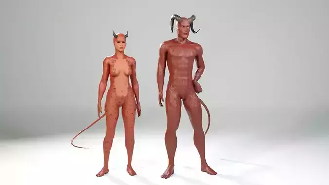 Demon Model Girl and Man 3D Model Collection