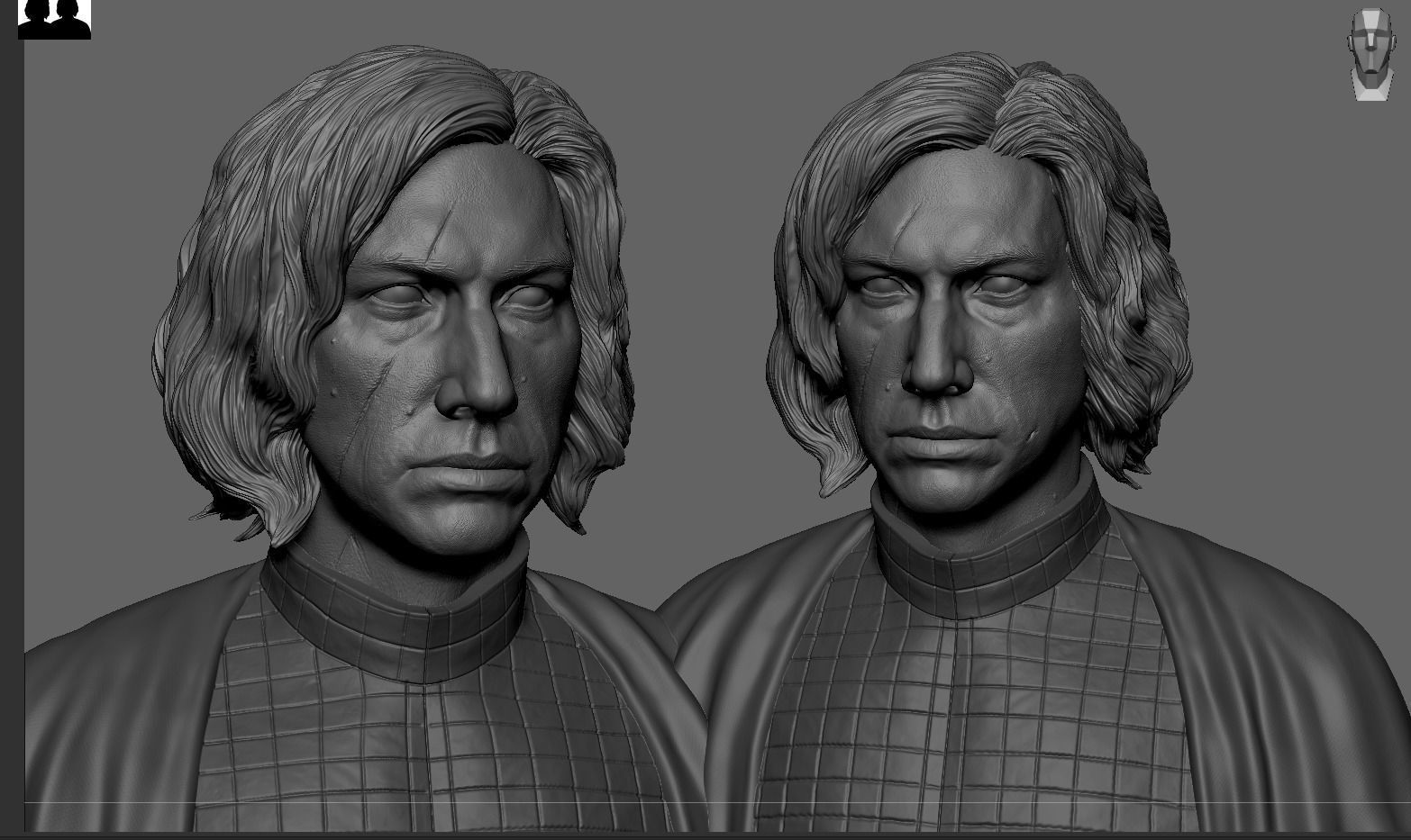 Kylo  Ren Adam Driver Bust 3D print model_16