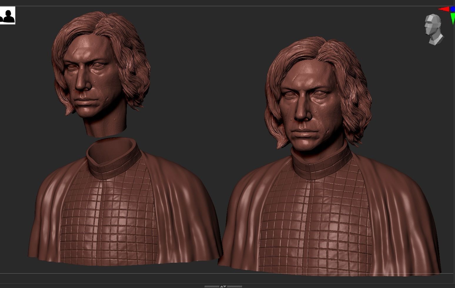 Kylo  Ren Adam Driver Bust 3D print model_20