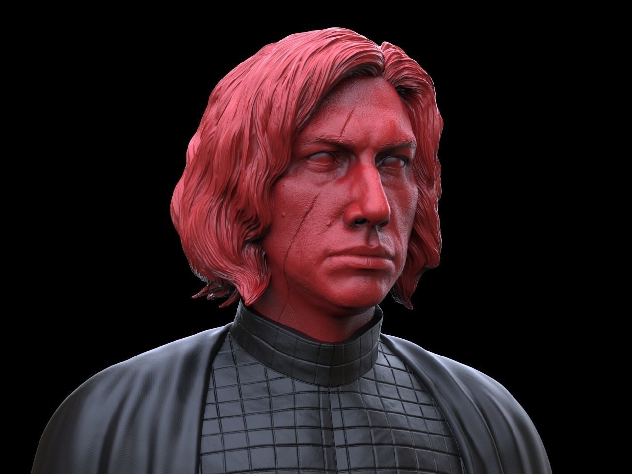 Kylo  Ren Adam Driver Bust 3D print model_4