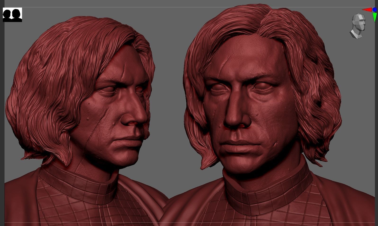 Kylo  Ren Adam Driver Bust 3D print model_17