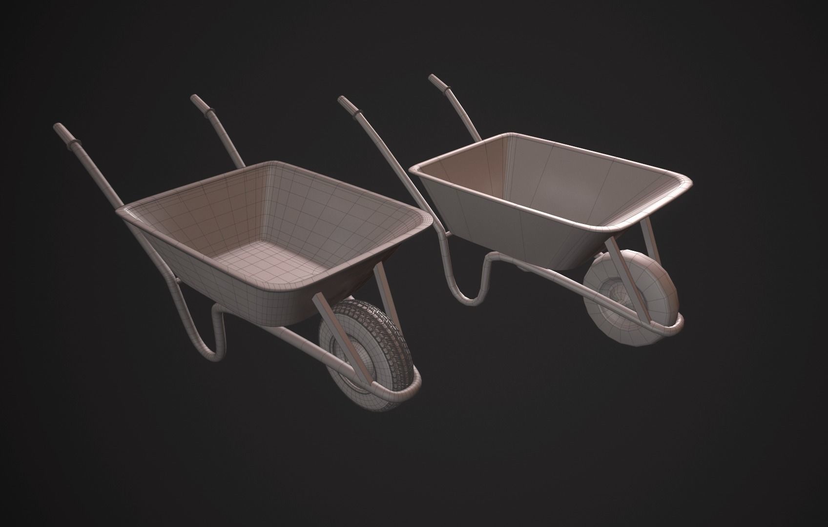 Low Poly Wheel Barrow Free low-poly 3D model_9