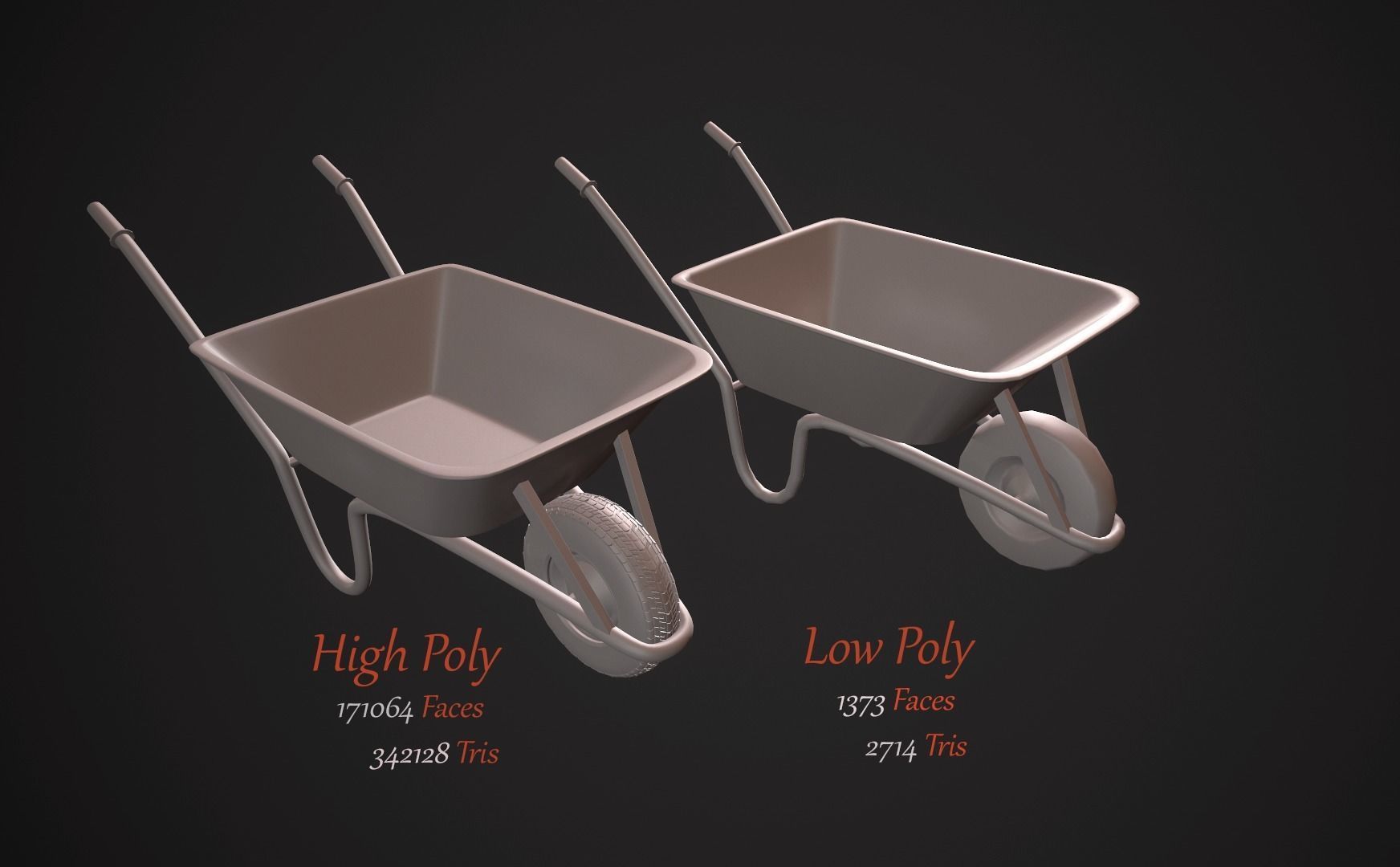 Low Poly Wheel Barrow Free low-poly 3D model_8