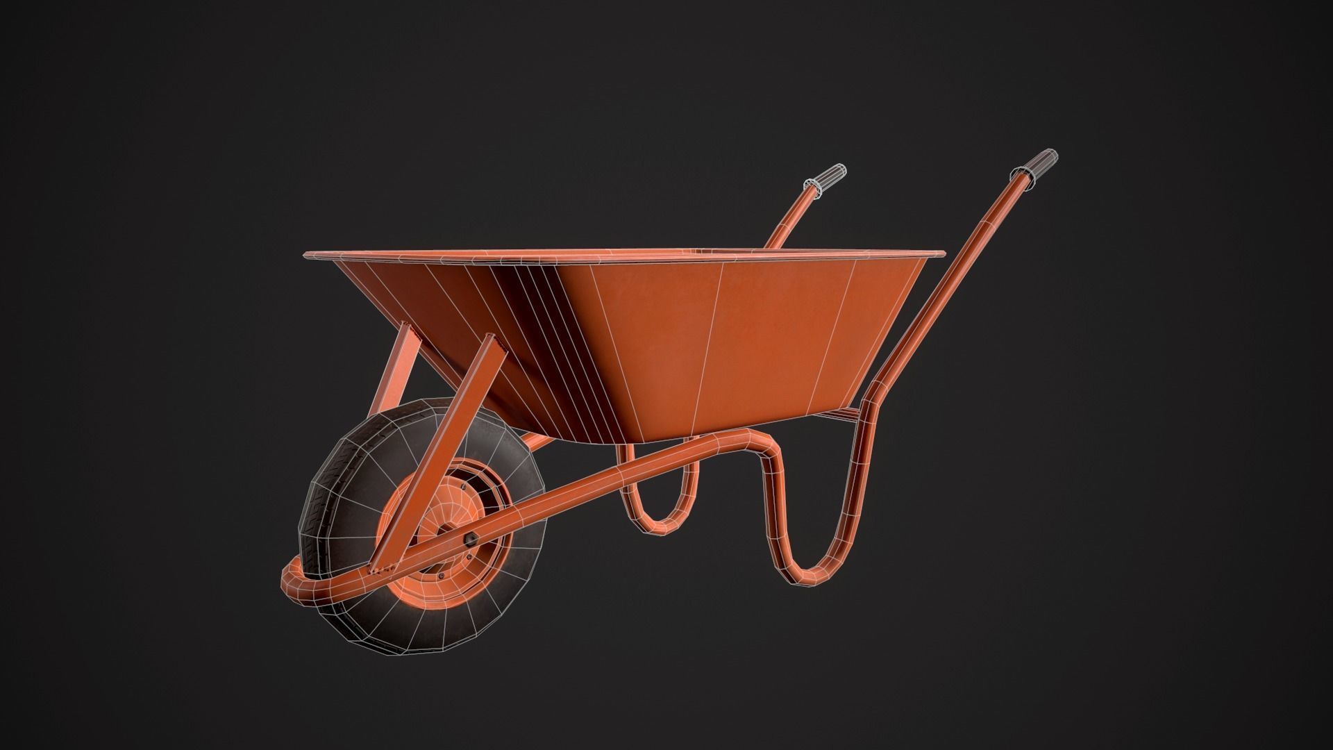 Low Poly Wheel Barrow Free low-poly 3D model_3
