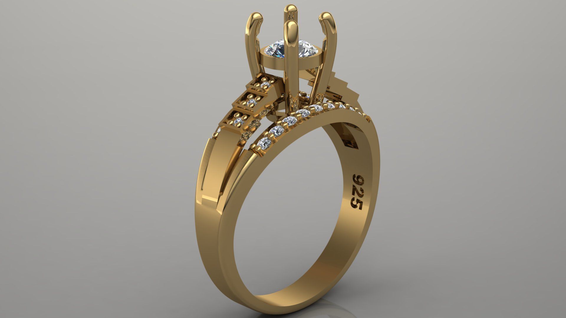 solitaire ring 3D print model_3
