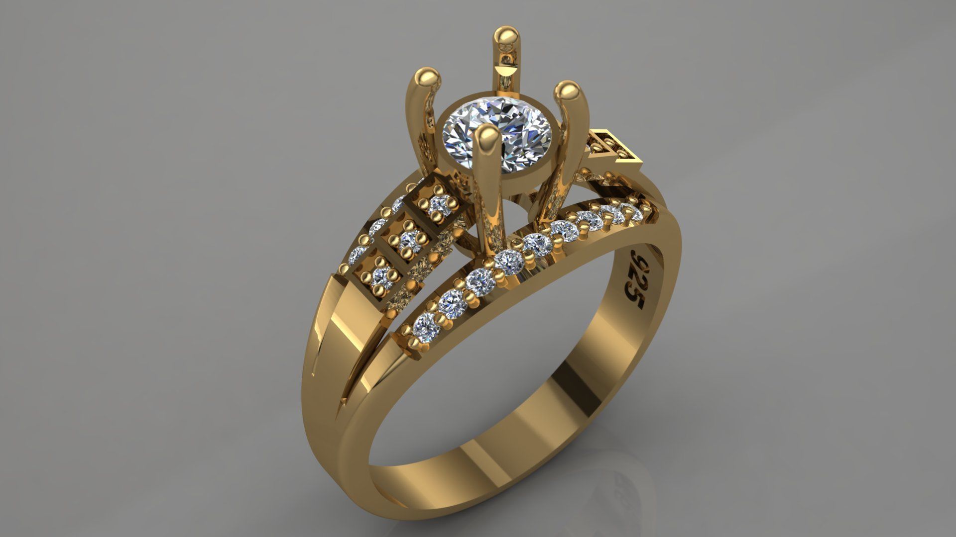 solitaire ring 3D print model_2