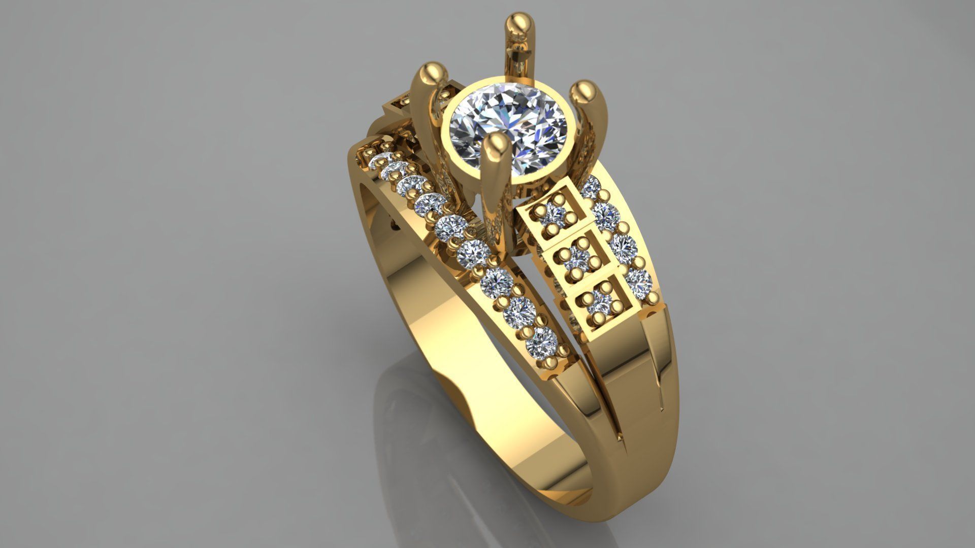 solitaire ring 3D print model_1