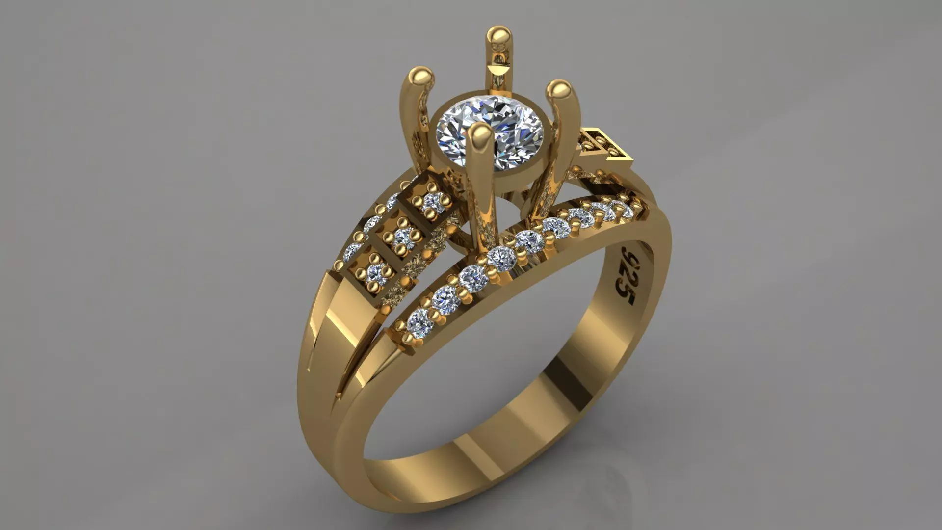 solitaire ring 3D print model_0
