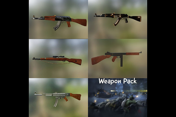 Weapons Pack Low-poly 3D model