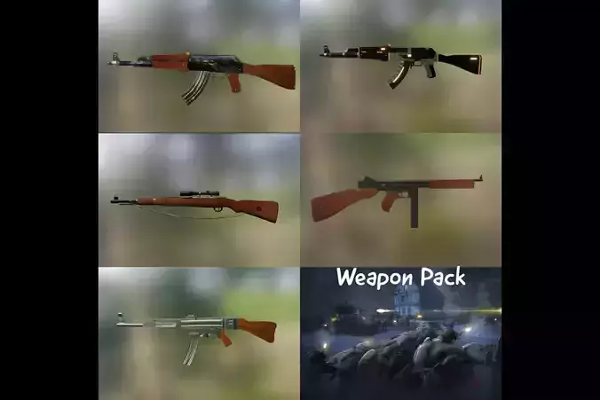 Weapons Pack Low-poly 3D model