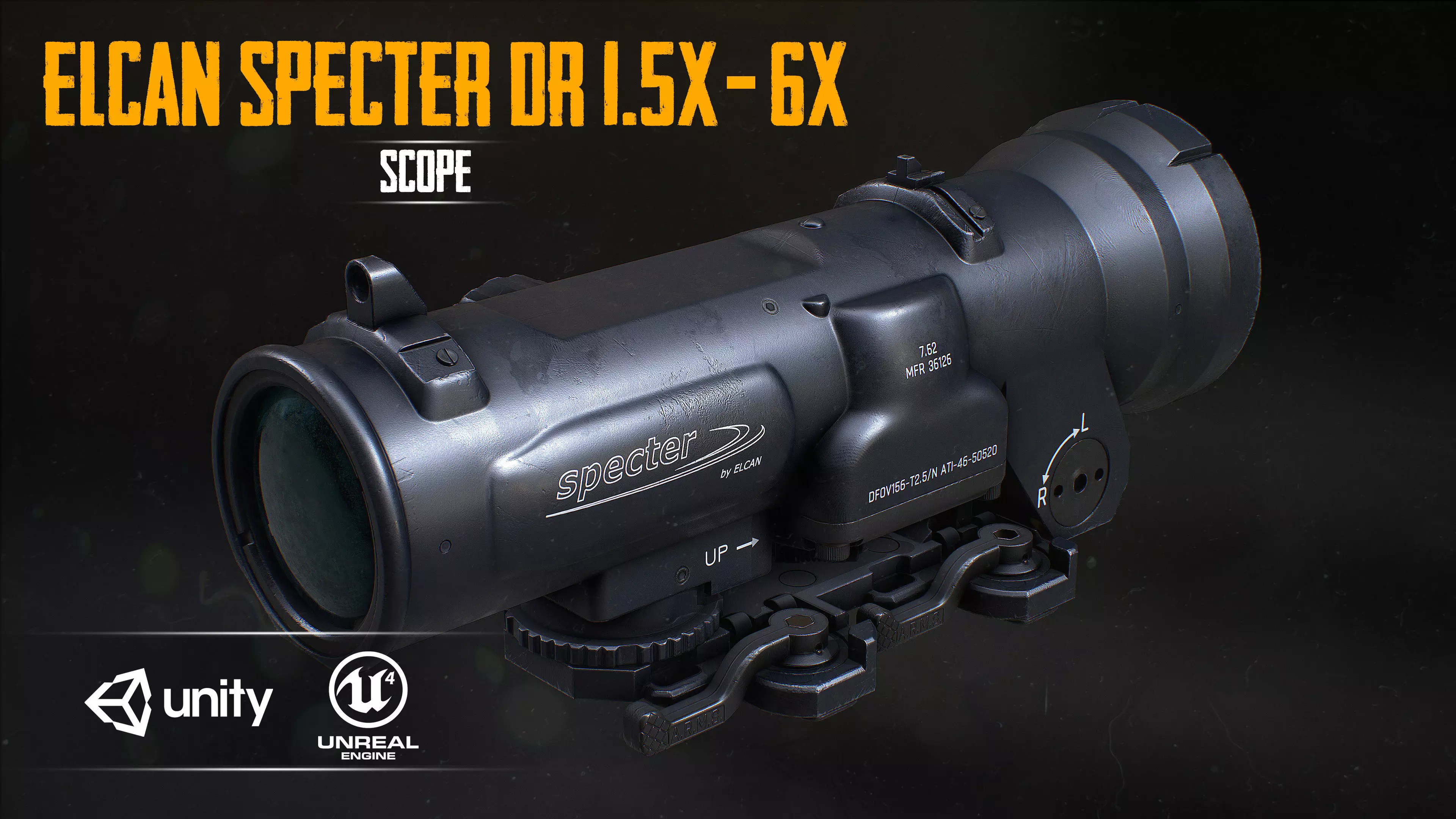 ELCAN SPECTERDR  6x Low-poly 3D model_0