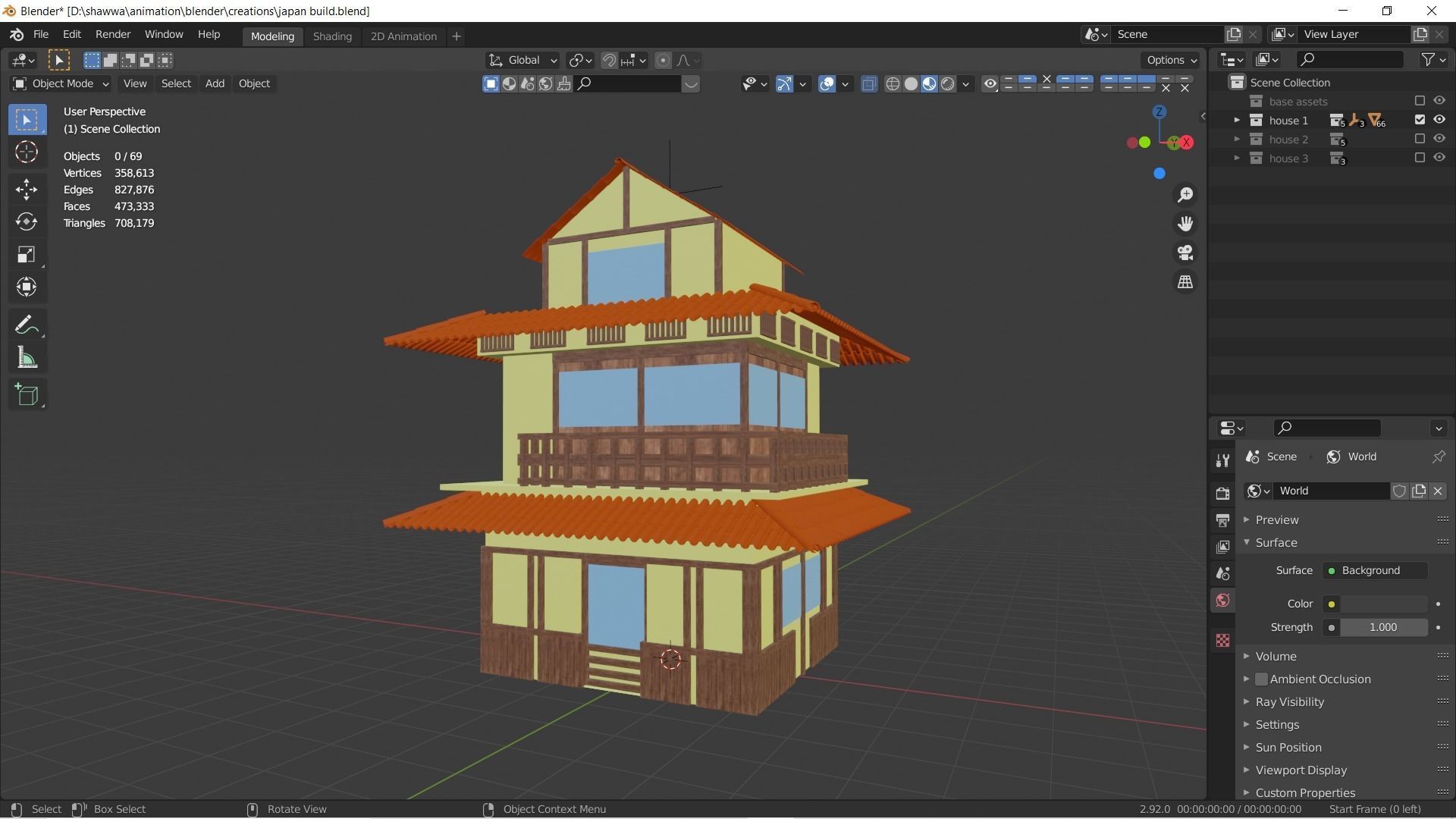 Japanese Style Houses-Anime- very cheap Low-poly 3D model_5