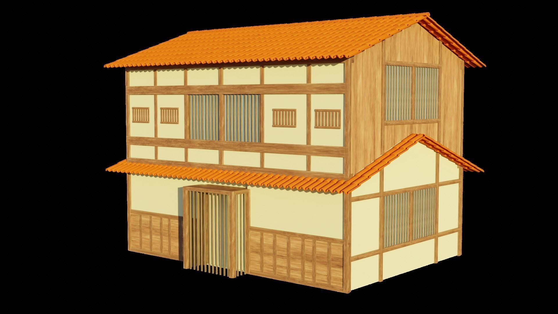 Japanese Style Houses-Anime- very cheap Low-poly 3D model_1