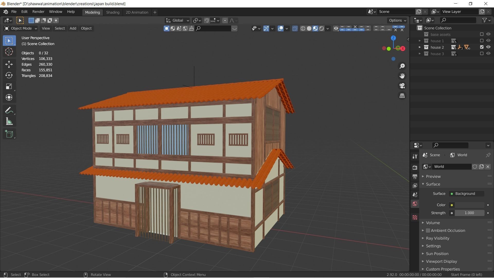 Japanese Style Houses-Anime- very cheap Low-poly 3D model_6