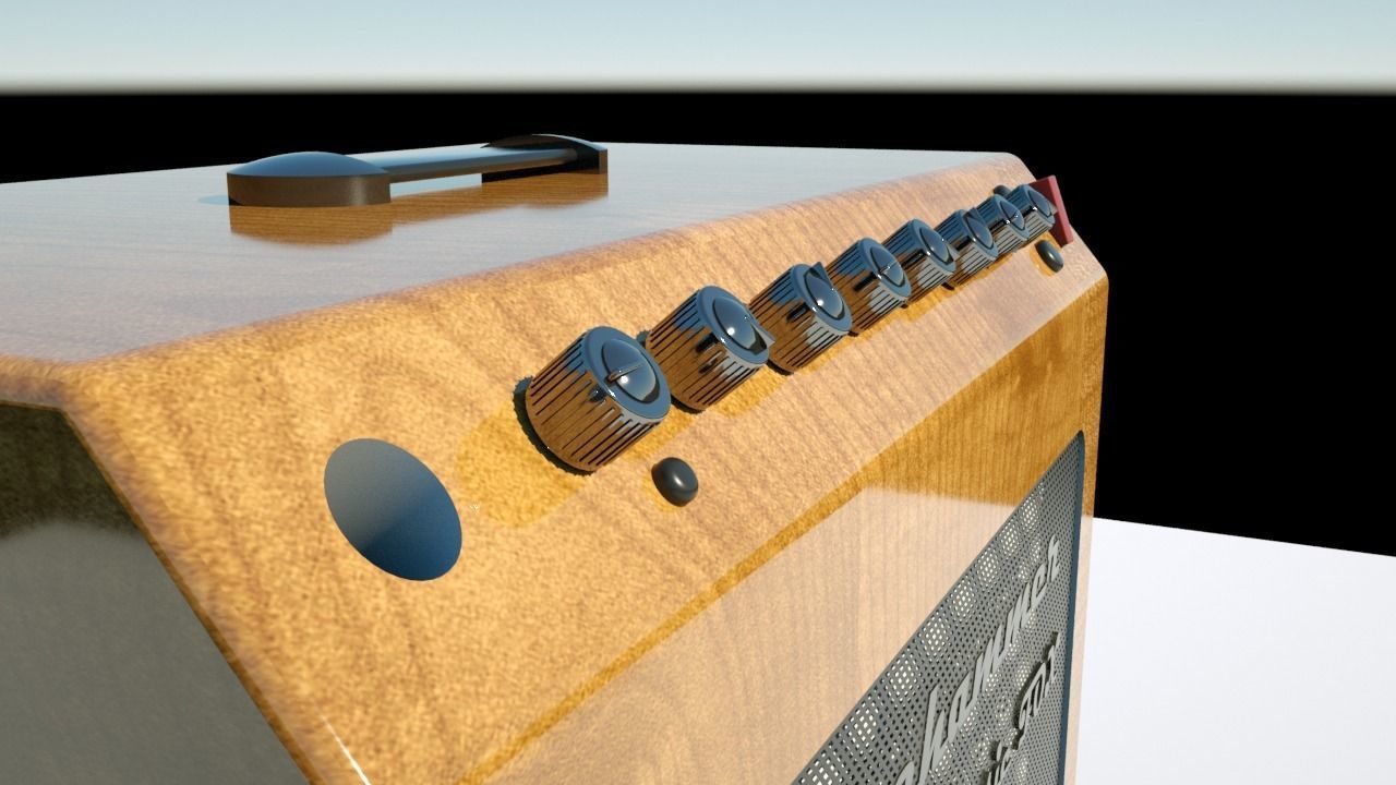 Guitar combo lowpoly 3D model_1