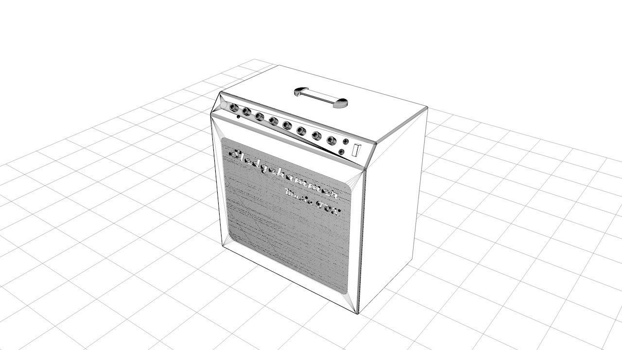 Guitar combo lowpoly 3D model_3