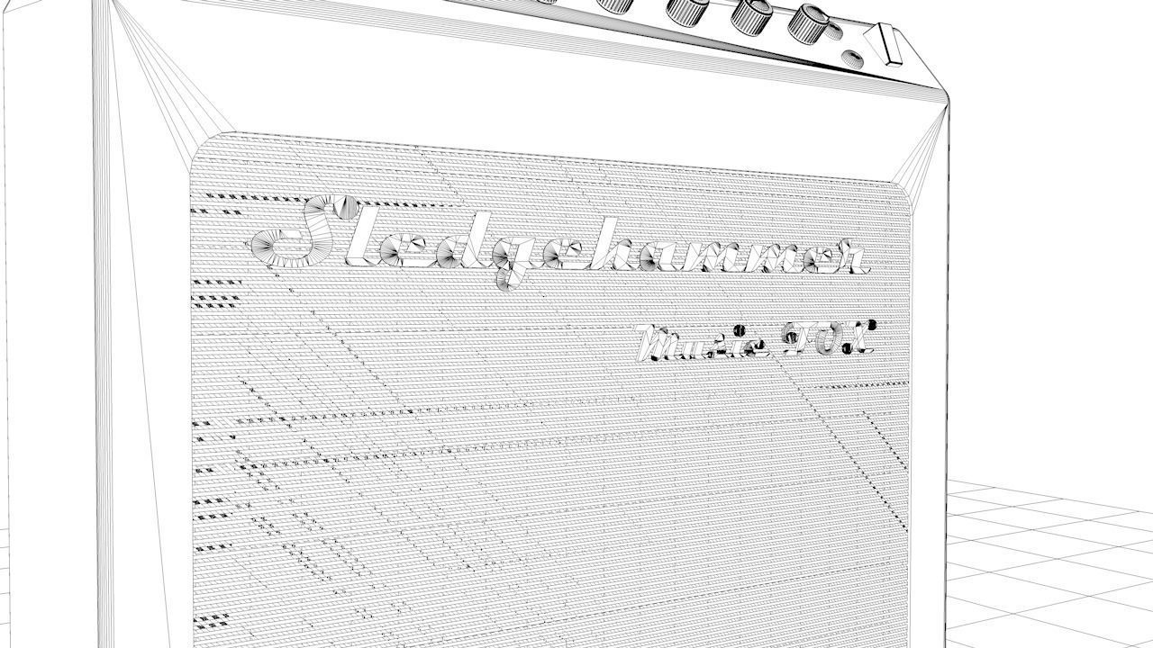 Guitar combo lowpoly 3D model_5