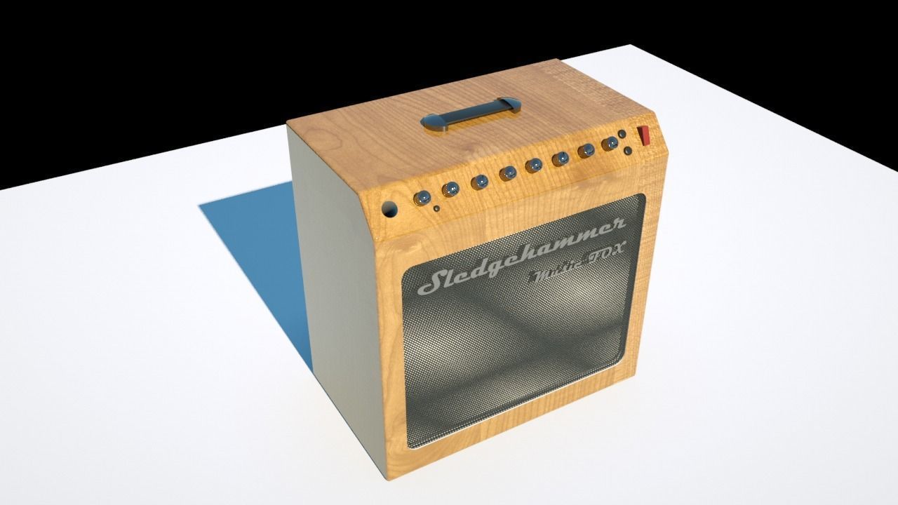 Guitar combo lowpoly 3D model_0