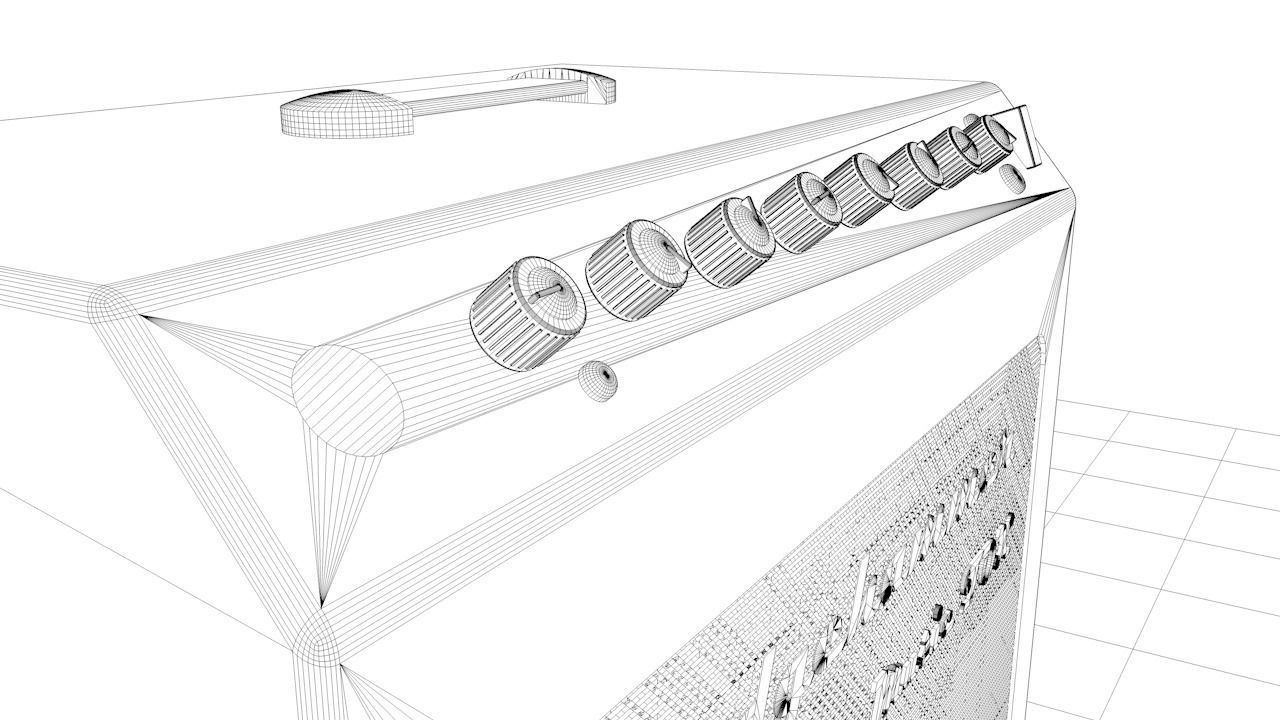 Guitar combo lowpoly 3D model_4