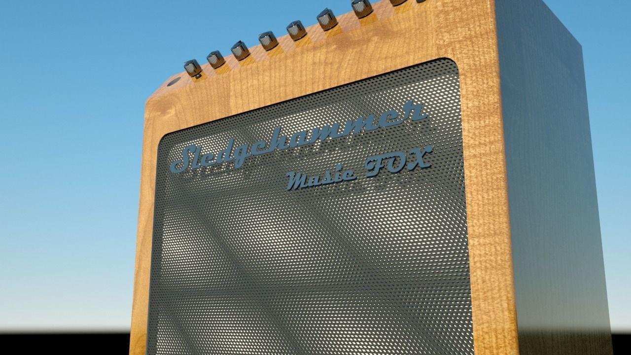 Guitar combo lowpoly 3D model_2