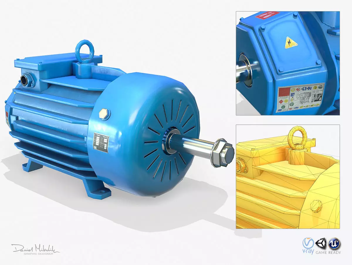 Electric Engine PBR Low-poly 3D model