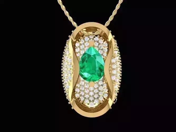 Elegant Emerald Diamond Pendant for Women 294