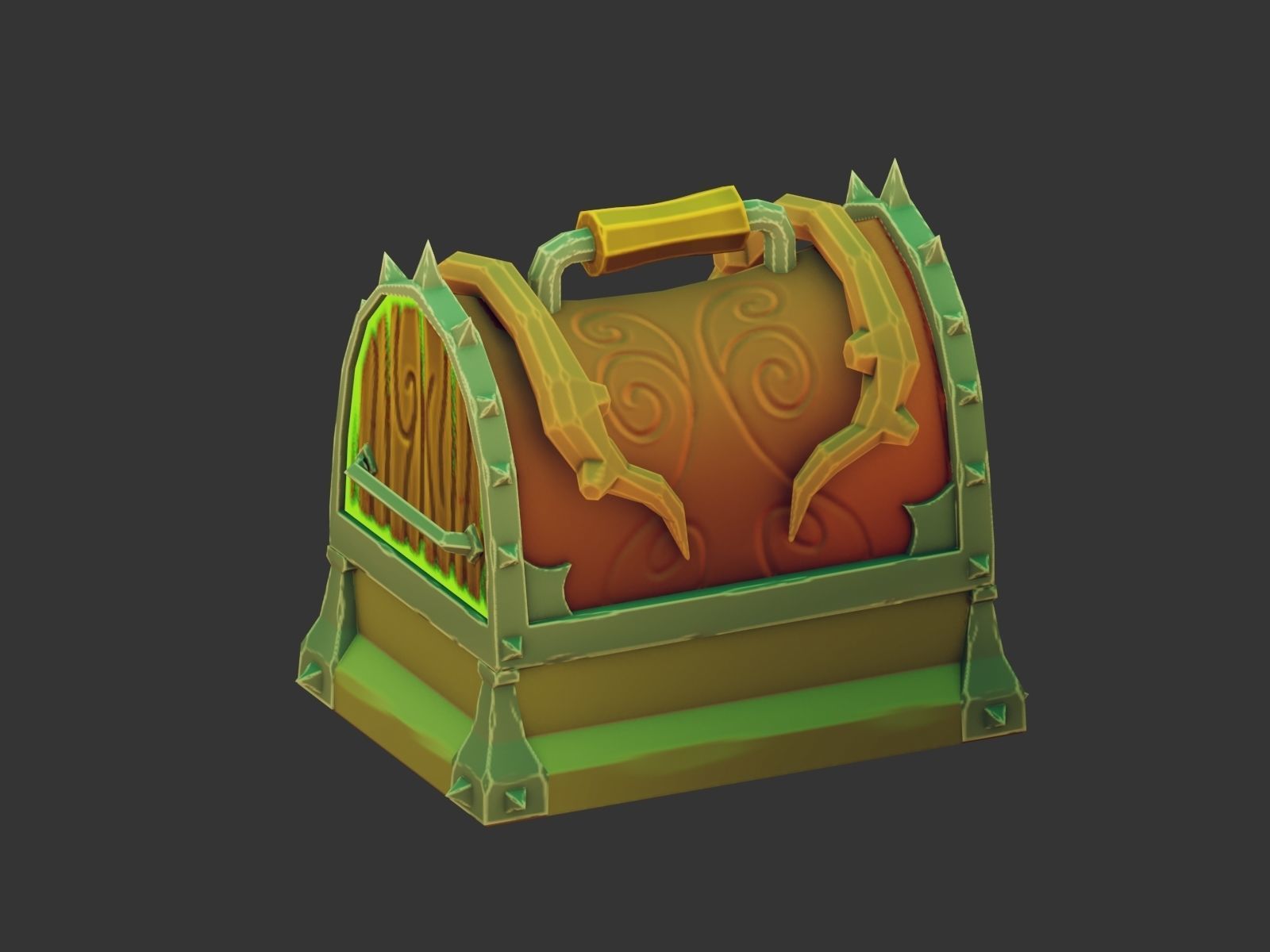 Stylized Treasure Chest Handpaint Low-poly 3D model_3
