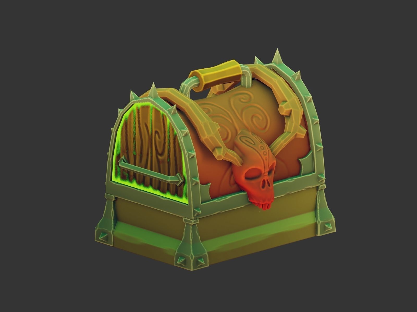 Stylized Treasure Chest Handpaint Low-poly 3D model_5