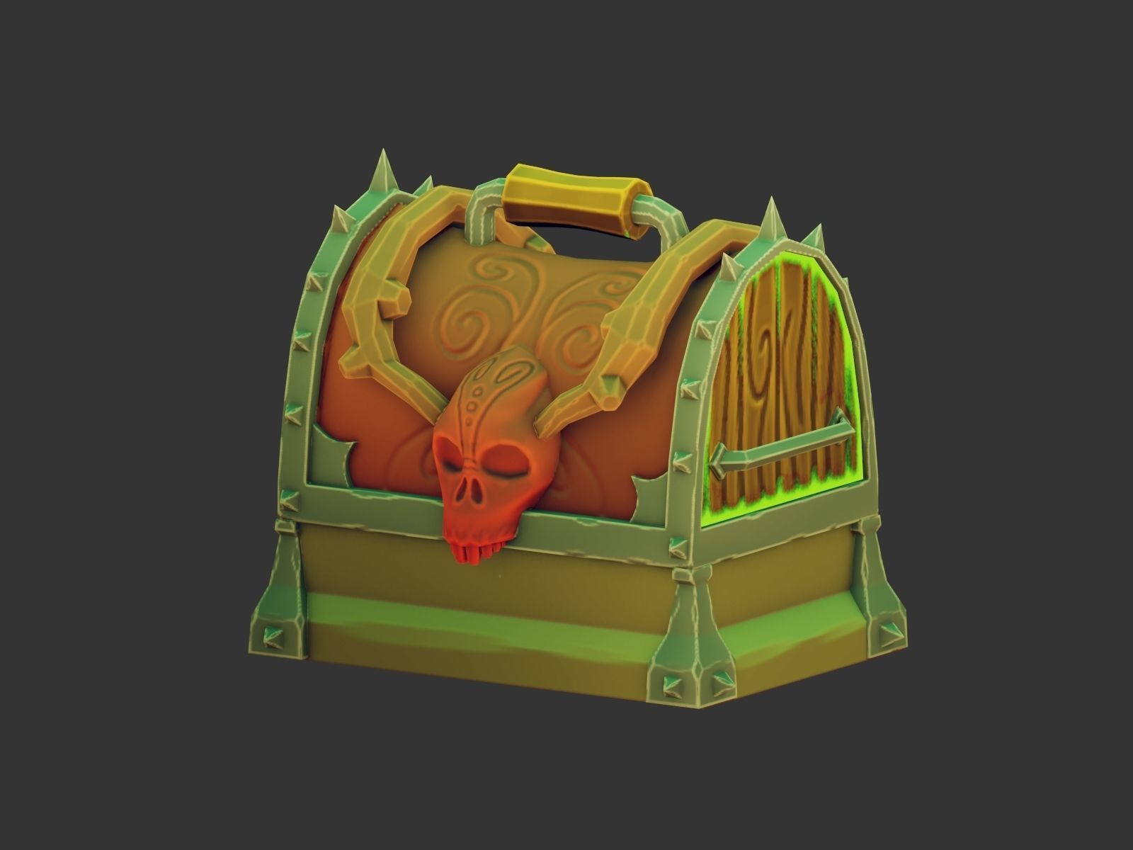 Stylized Treasure Chest Handpaint Low-poly 3D model_1