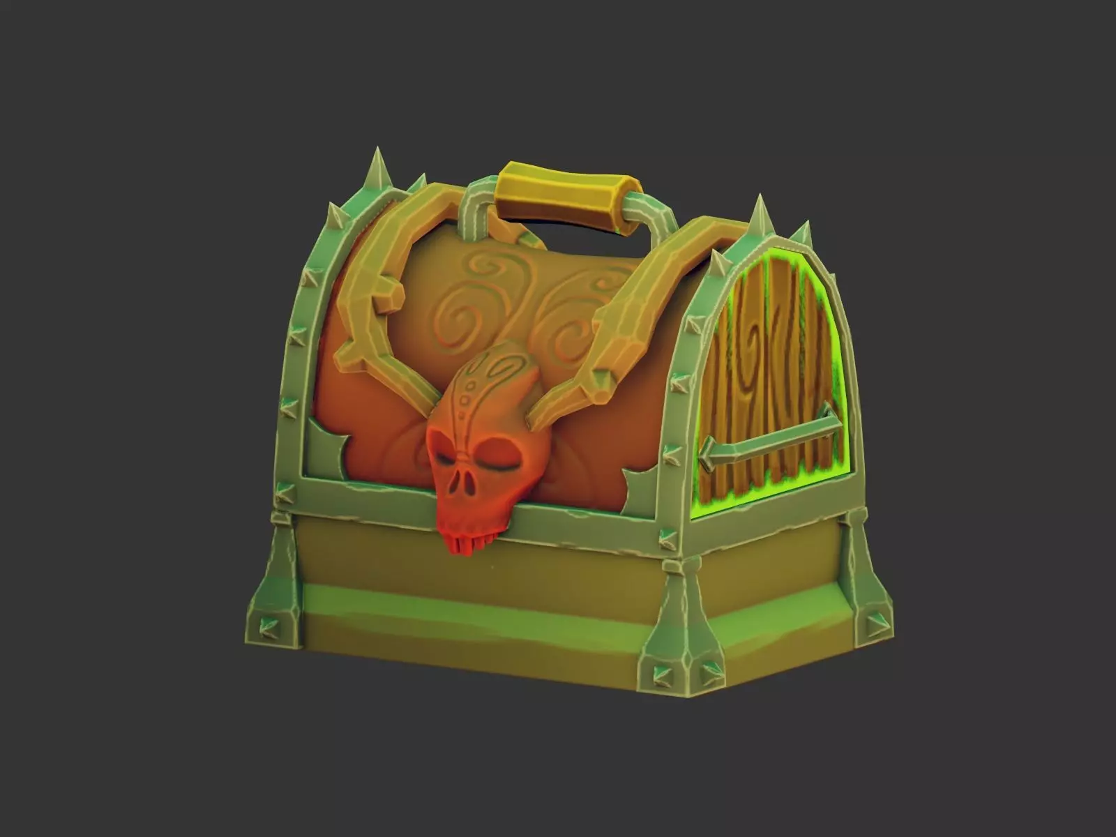 Stylized Treasure Chest Handpaint Low-poly 3D model_0