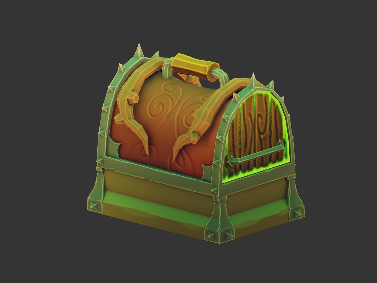 Stylized Treasure Chest Handpaint Low-poly 3D model_4