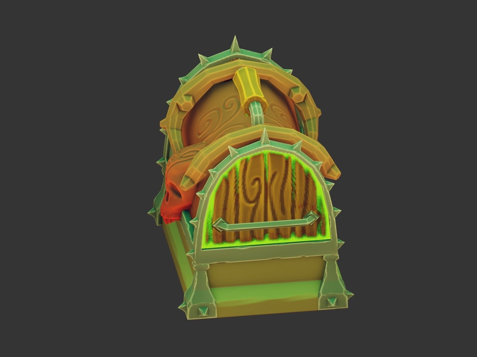Stylized Treasure Chest Handpaint Low-poly 3D model_2