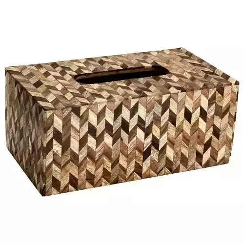 Brown Johns Herringbone Tissue Box Cover