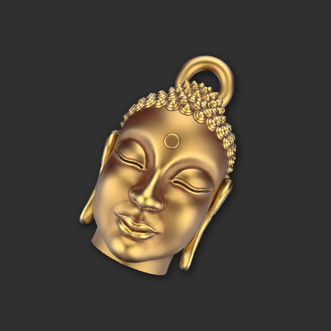 Buddha Face Pendent  3D print model_4