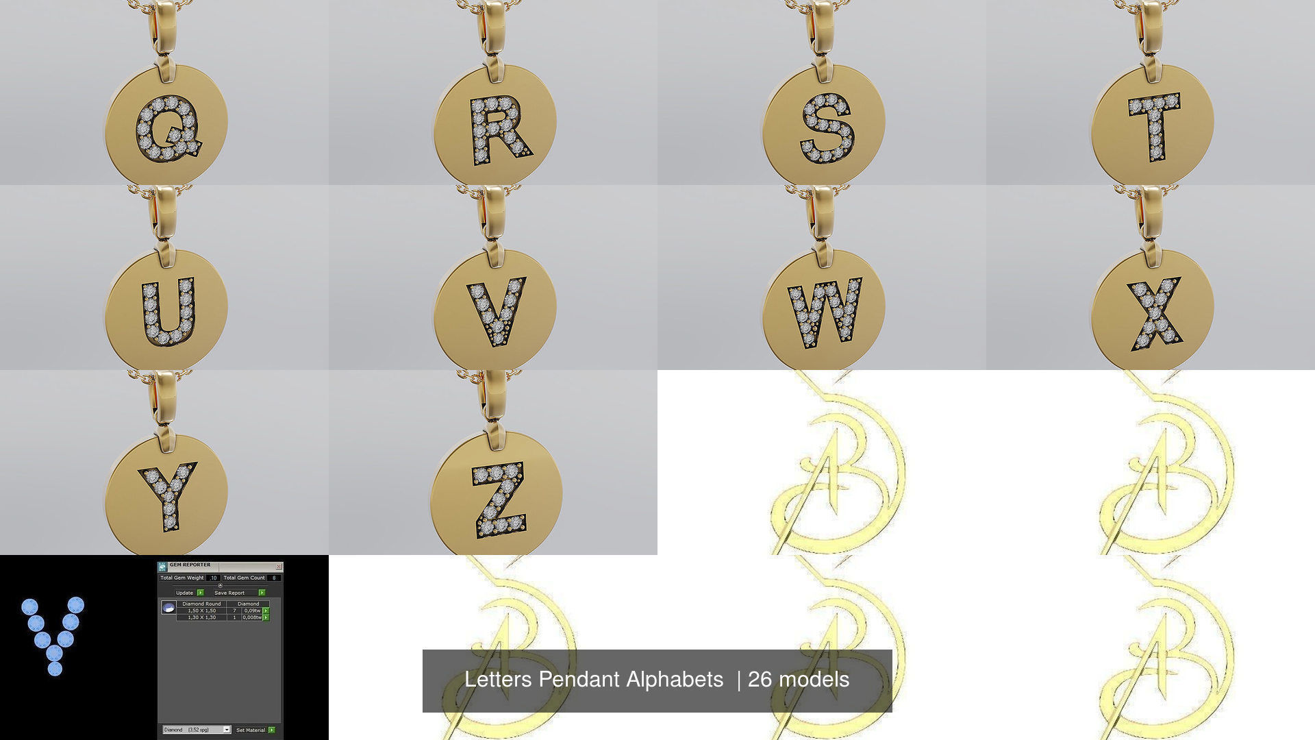 Letters Pendant Alphabets  3D Model Collection_3
