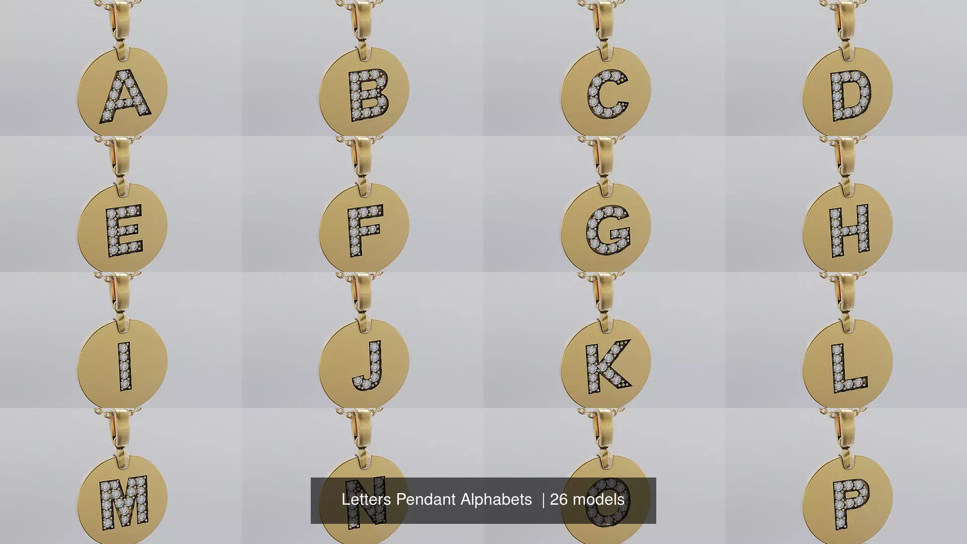 Letters Pendant Alphabets  3D Model Collection_1