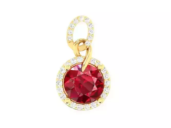 Elegant Round Gemstone Halo Pendant for Women 296 3D print model