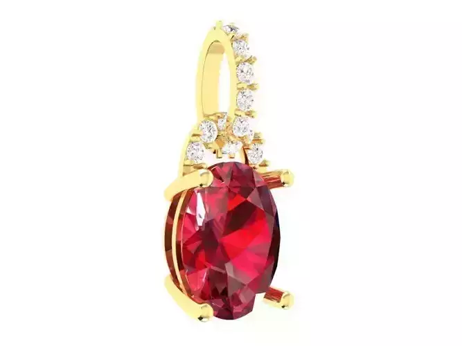 Elegant Oval Gemstone Diamond Halo Pendant for Women 300