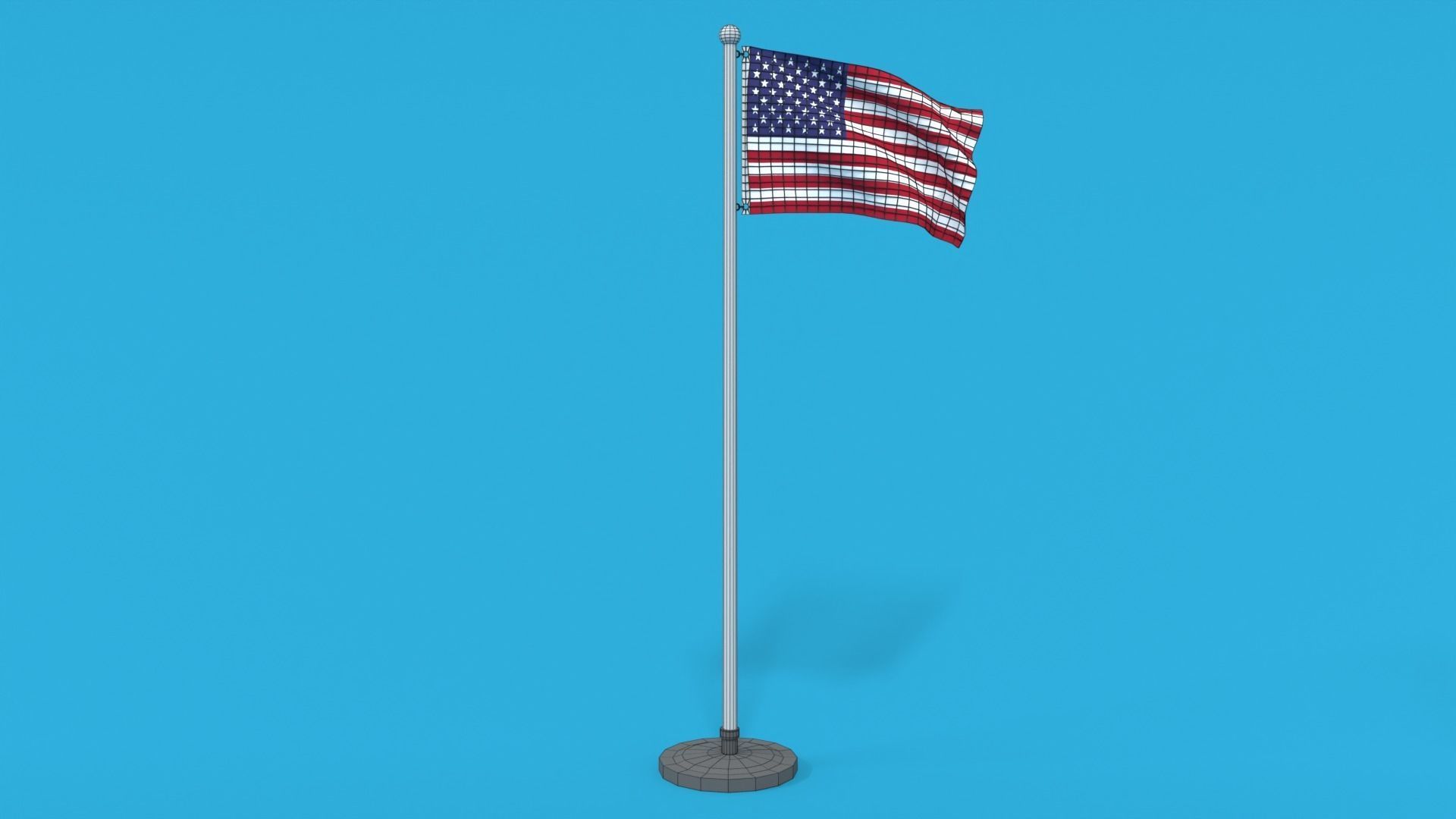 Low Poly Seamless Animated USA Flag Low-poly 3D model_9