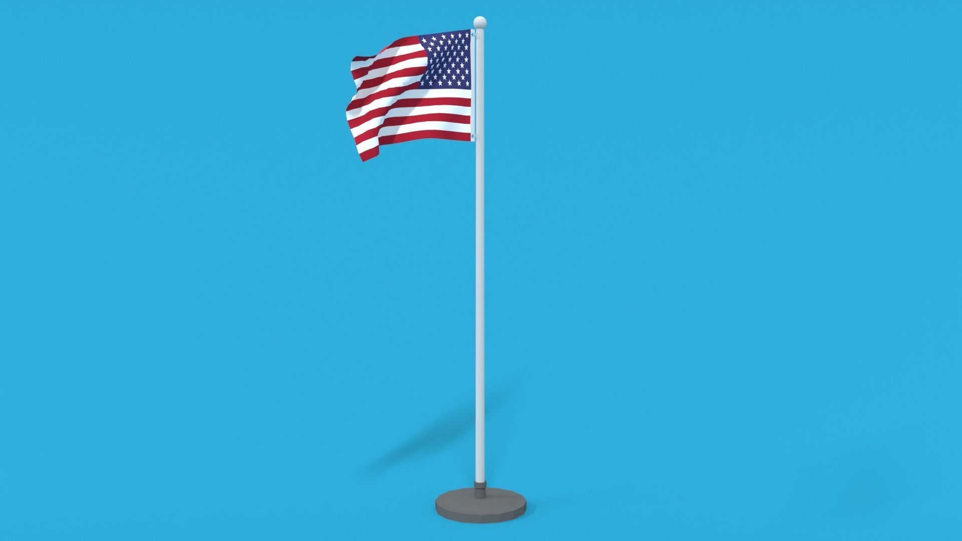 Low Poly Seamless Animated USA Flag Low-poly 3D model_3