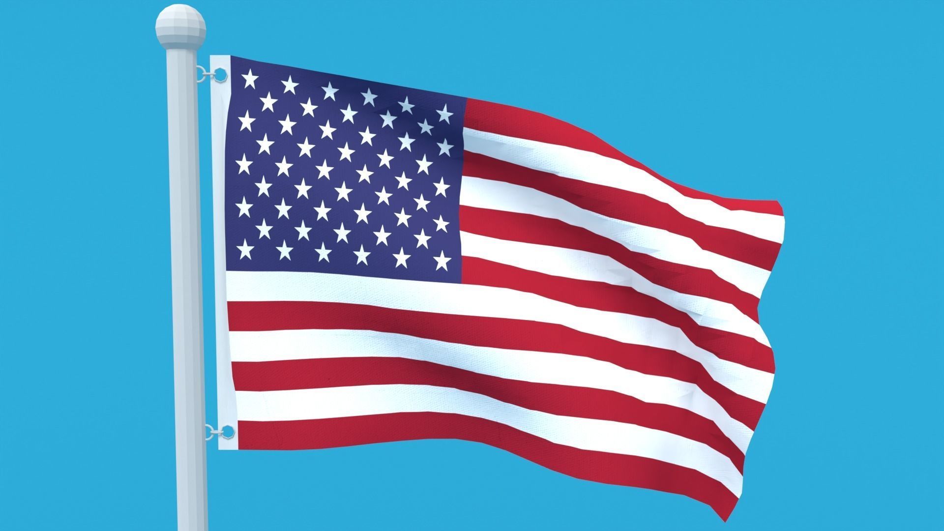 Low Poly Seamless Animated USA Flag Low-poly 3D model_8